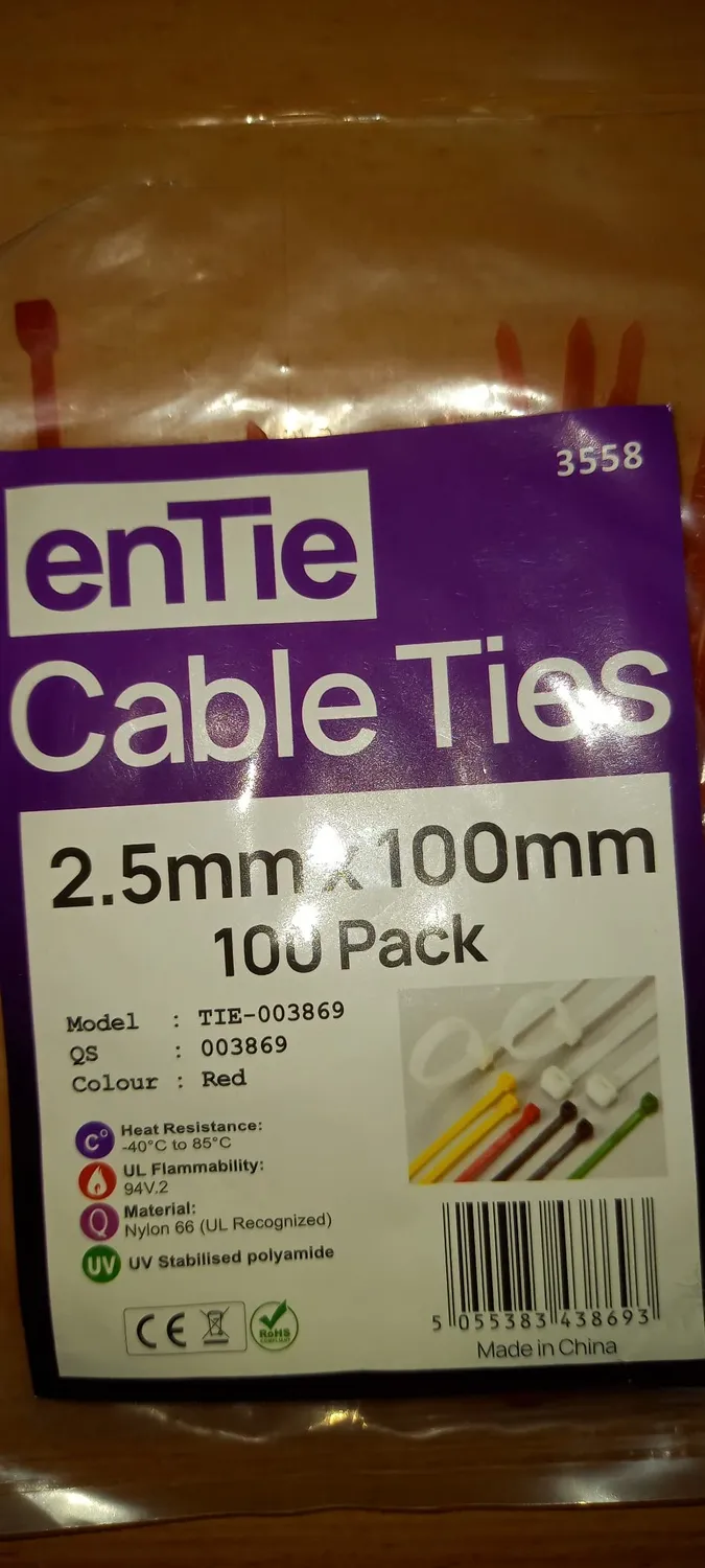 kenable Kabelbinder Rot 100x2,5mm 100er Pack Nylon