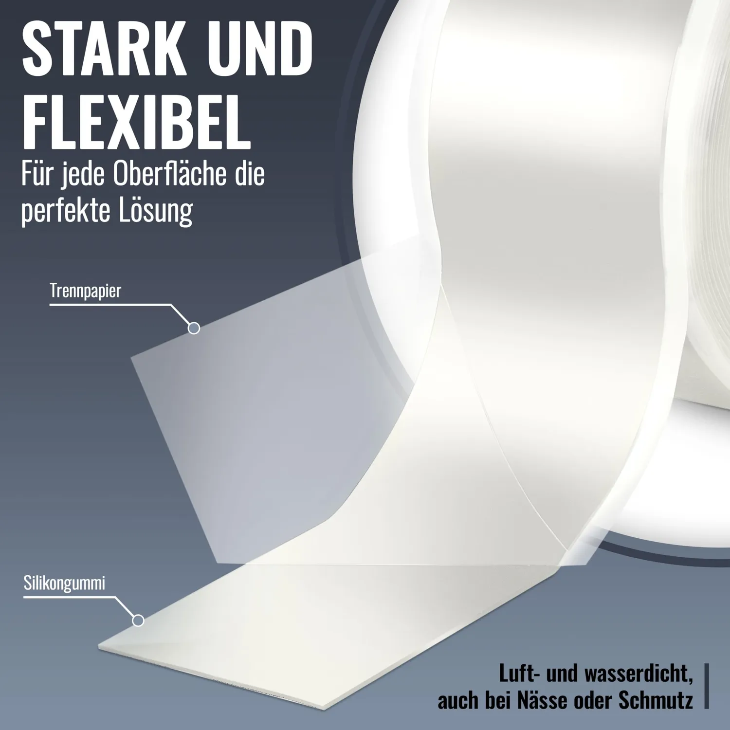 Poppstar Silikonband 3m x 25mm Isolierband transparent 1 Rolle