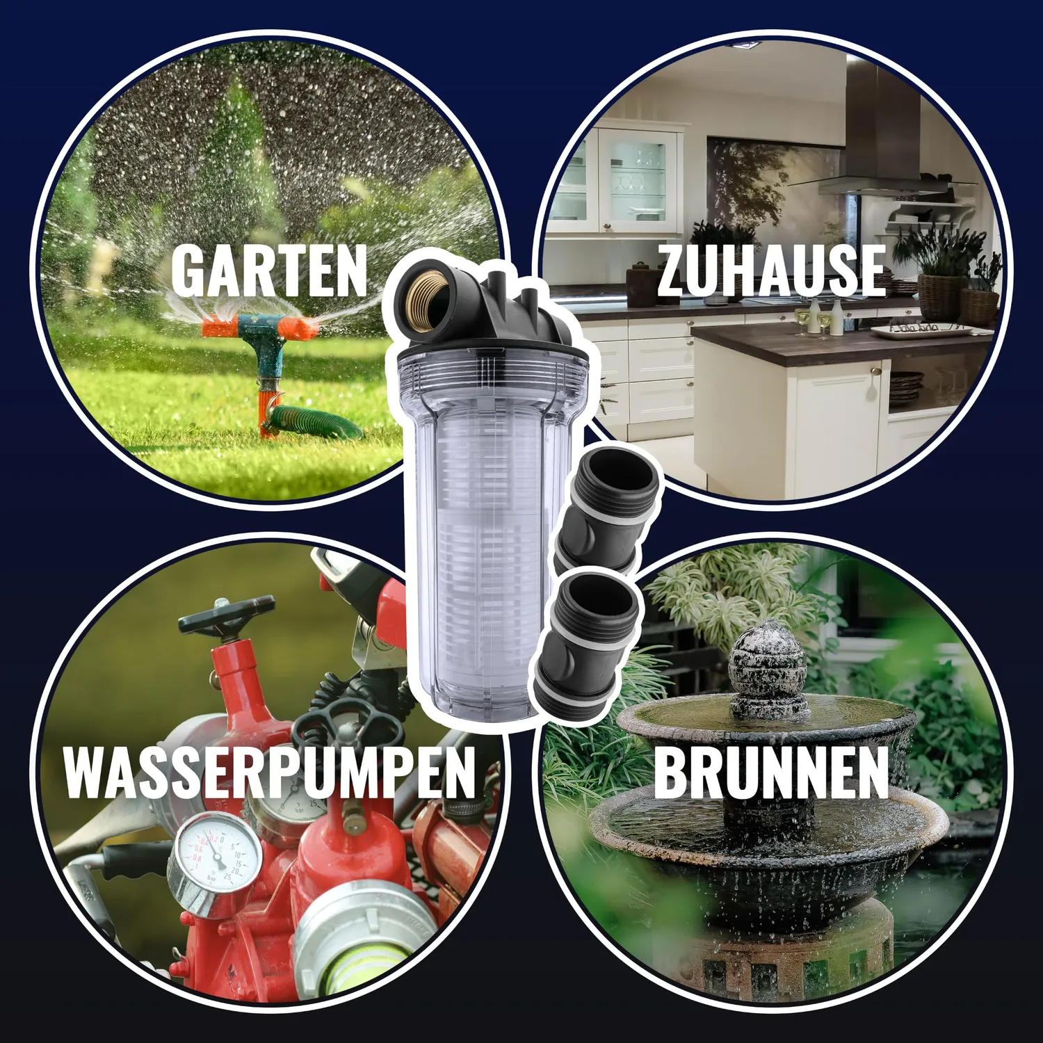 Poppstar Vorfilter Gartenpumpe 2 L 10 Zoll 1 Zoll 80 Mesh
