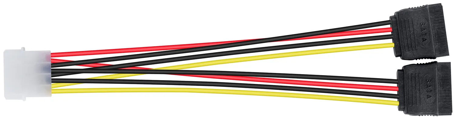 Poppstar Molex auf 2x SATA Y-Stromkabel 0,1m