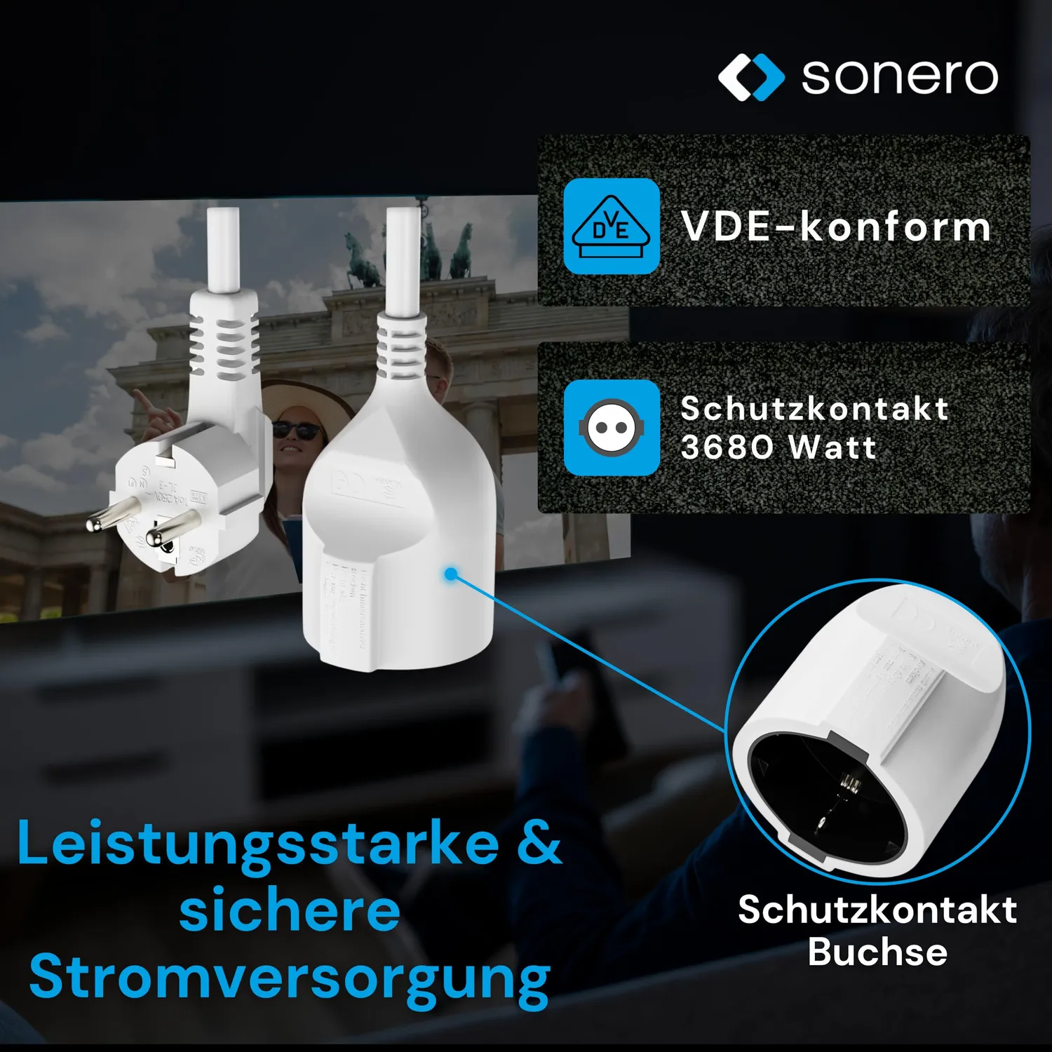 Sonero X-STW-SWG-200W Verlängerungskabel 20 m Weiß Schuko