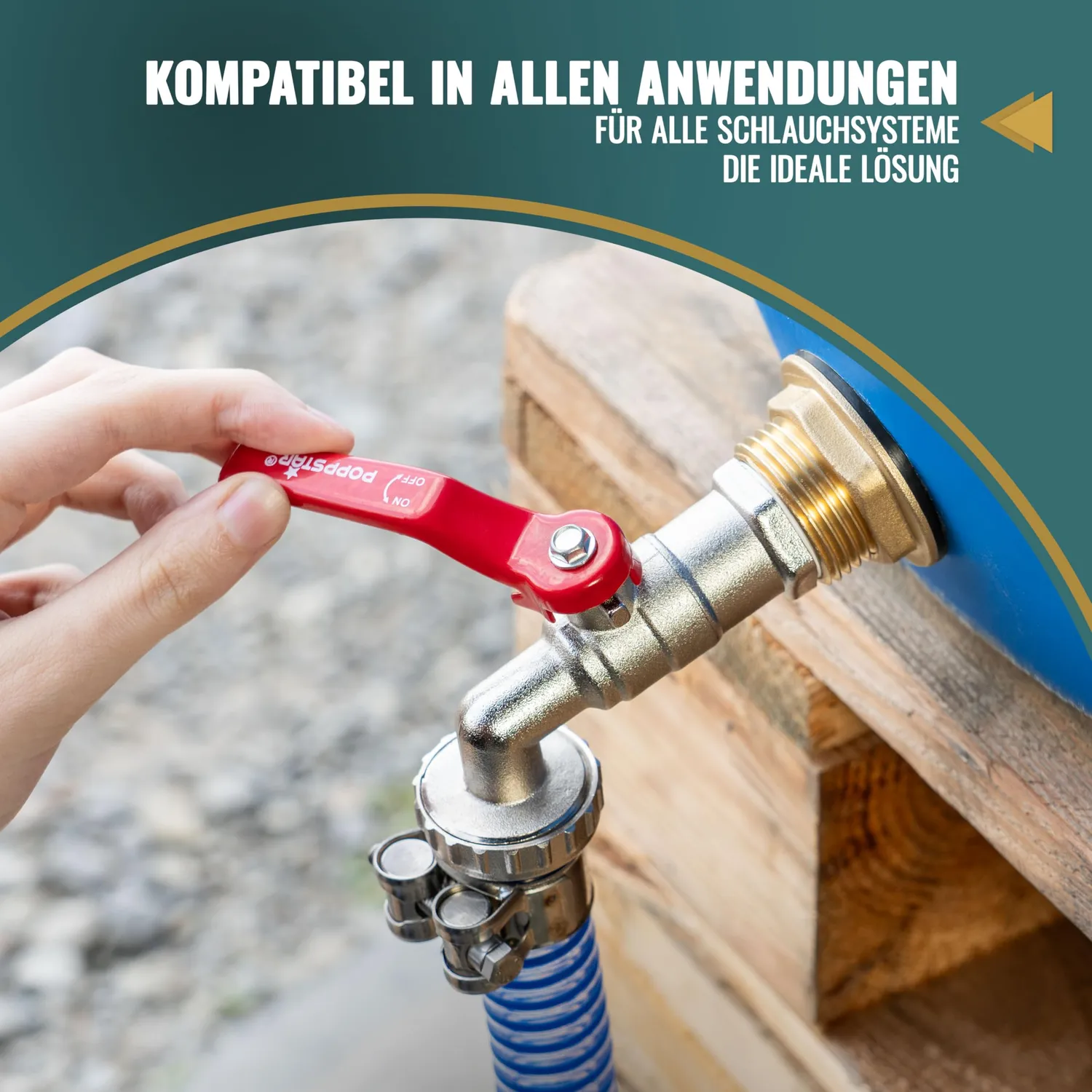 Poppstar Regentonne Wasserhahn 3/4 Zoll Messing Set