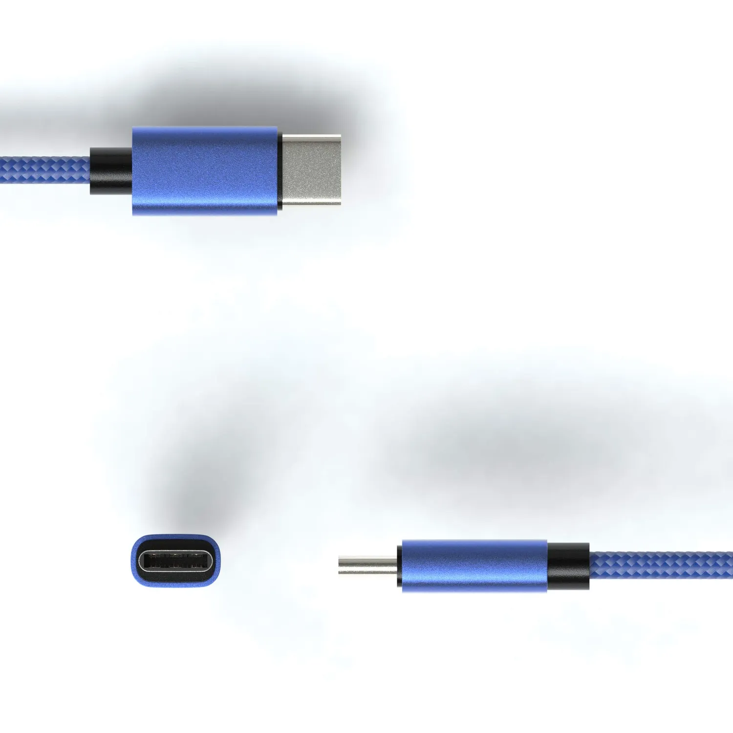 JAMEGA USB C auf USB-A Kabel 1 m blau Nylon