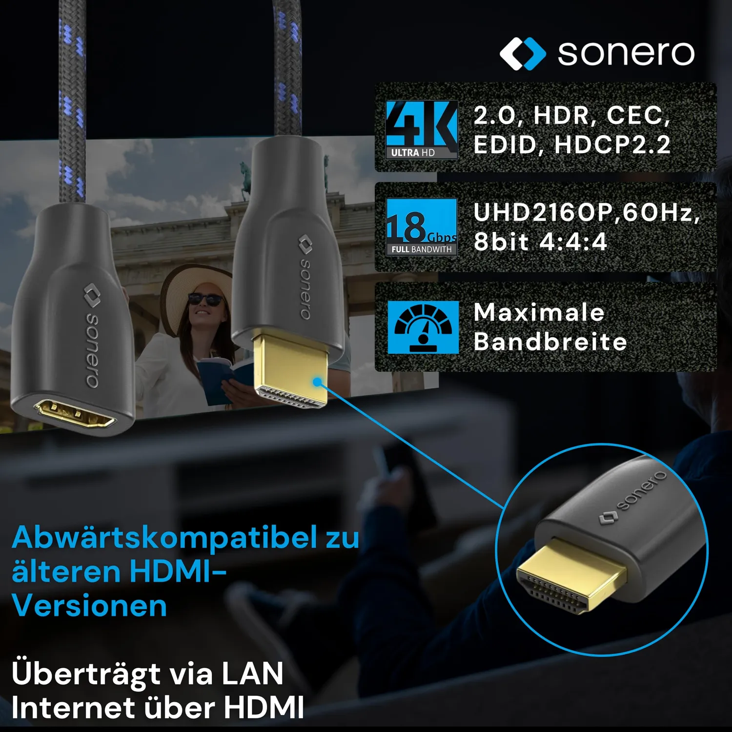 Sonero X-PHA011-0015 HDMI Portsaver 0,15m 4K Baumwolle