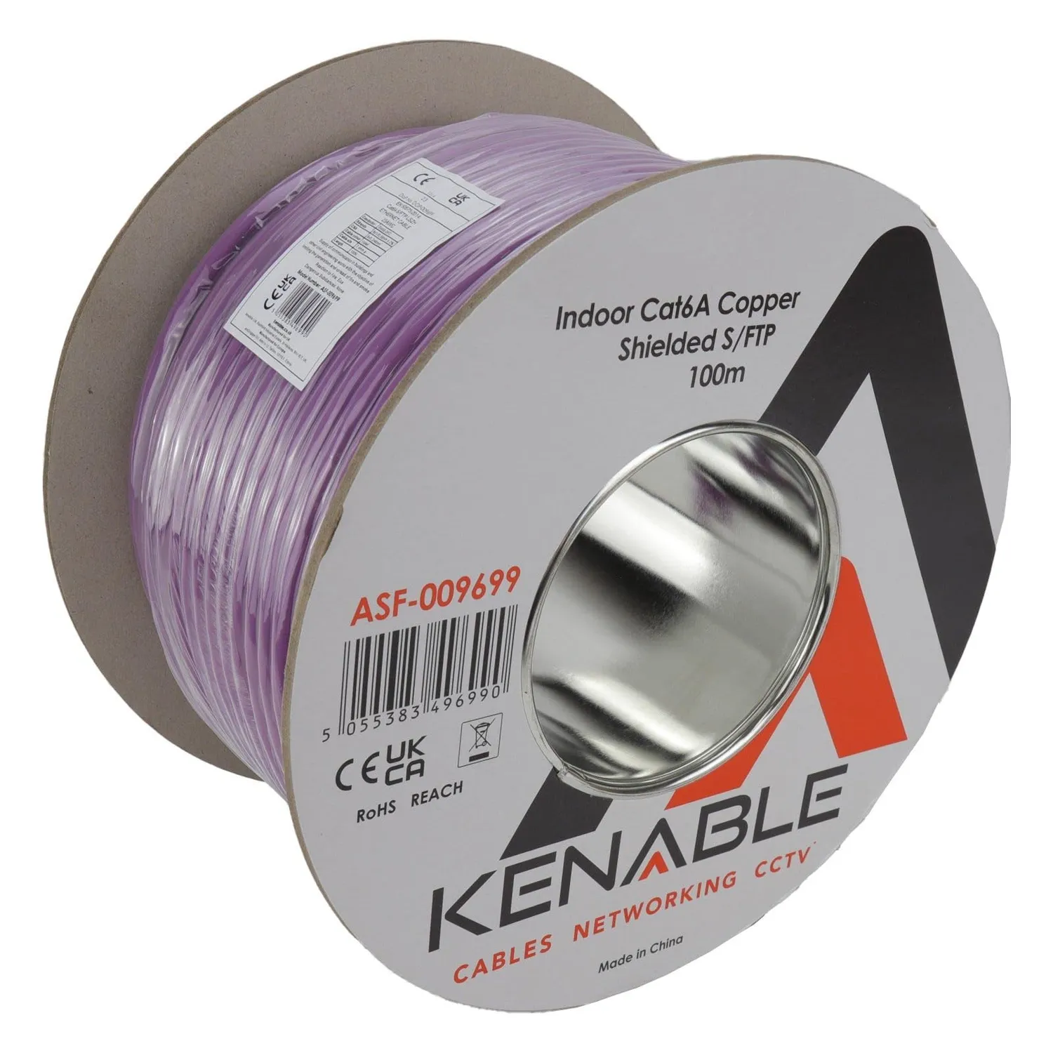Kenable Cat6A S/FTP Netzwerkkabel 100m lila 10 Gbit