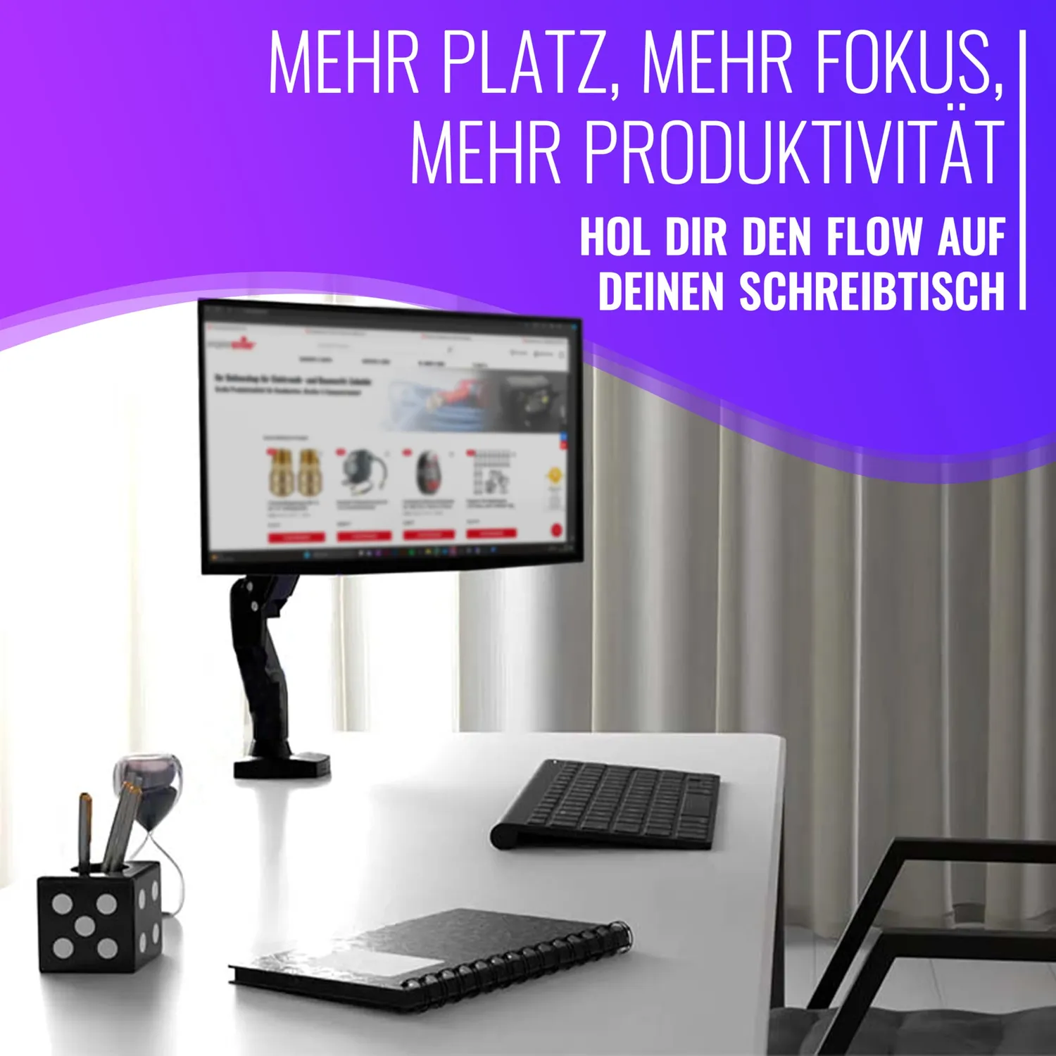 Poppstar Monitorhalterung Tisch 17-30 Zoll schwarz Gasfeder