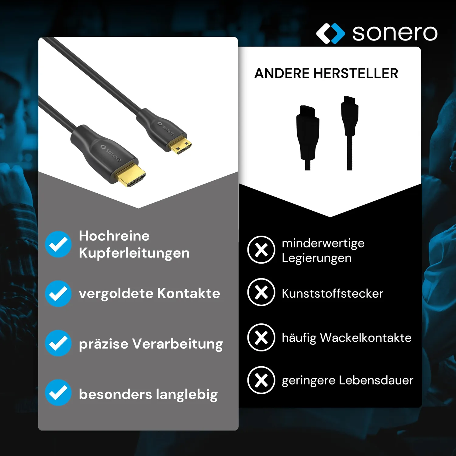 Sonero X-PHC020-010 Mini HDMI Kabel 1m 4K 60Hz