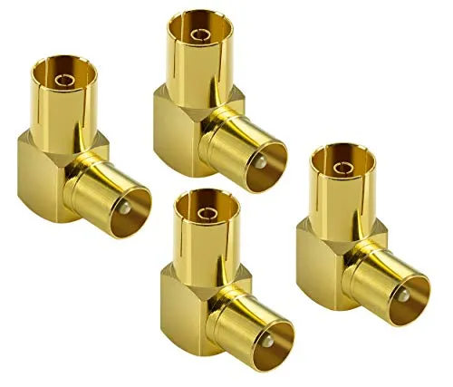 Poppstar Antennen Winkeladapter 90° IEC Stecker Buchse 4x vergoldet
