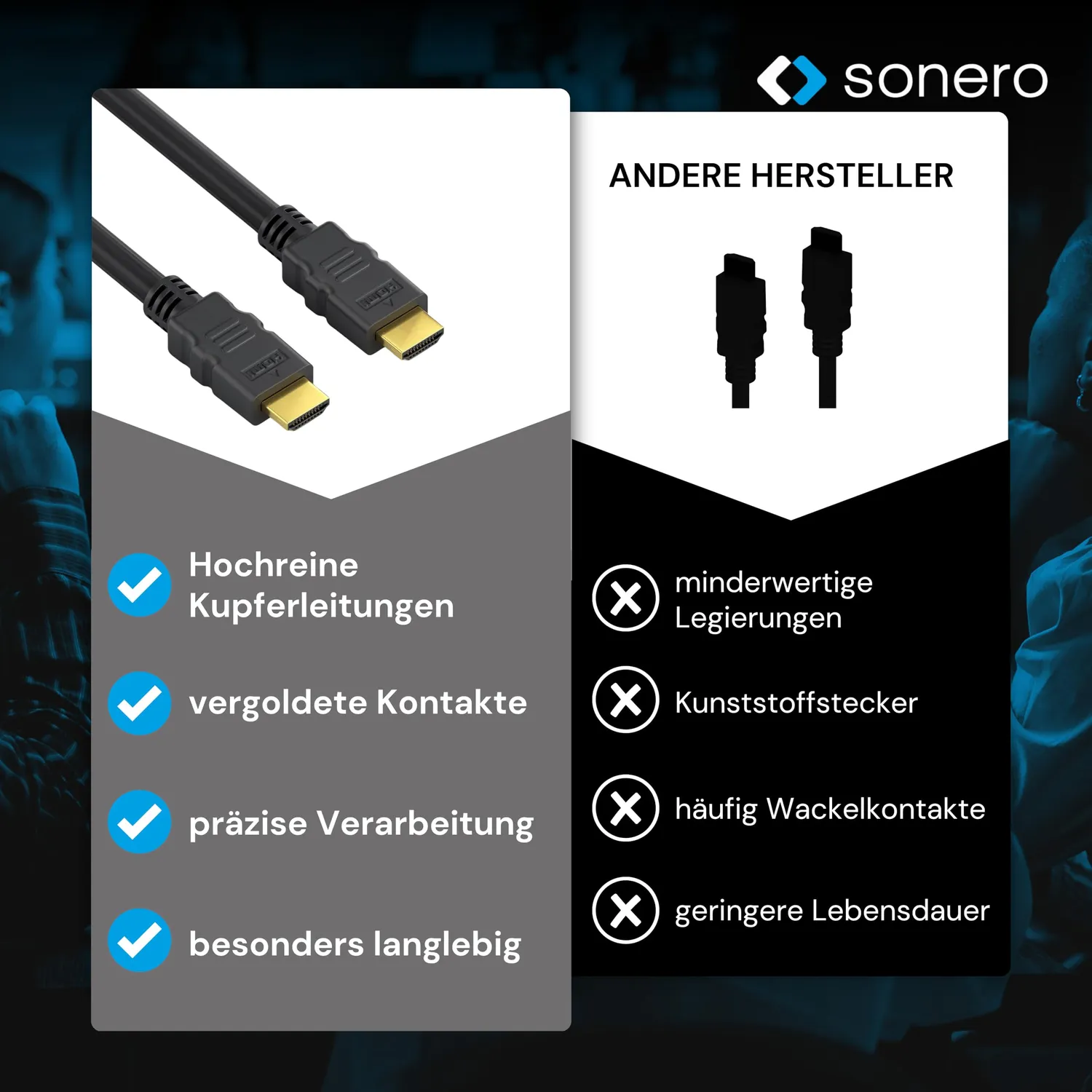 Sonero Premium HDMI Kabel mit Ethernet 1,00 m 4K