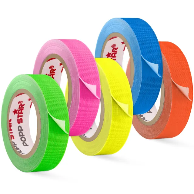 Poppstar Neon Klebeband 15mmx5m 5 Farben fluoreszierend