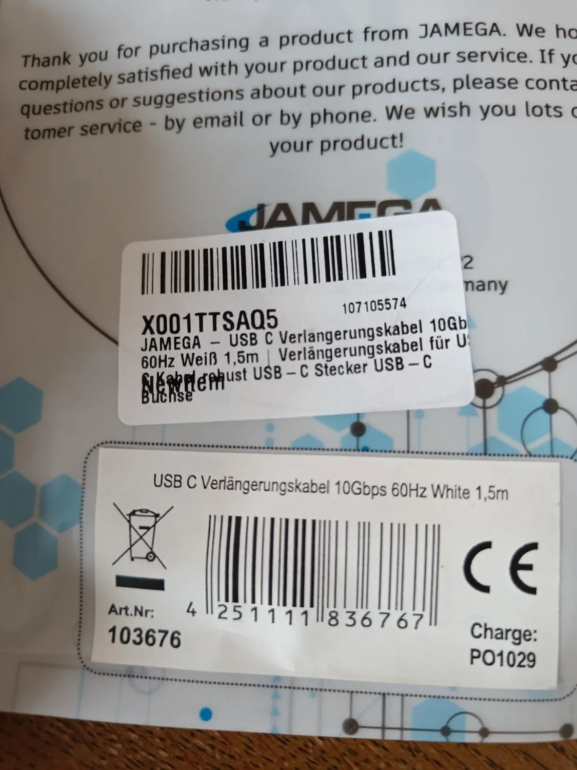 JAMEGA USB C Verlängerungskabel 1m schwarz 4K