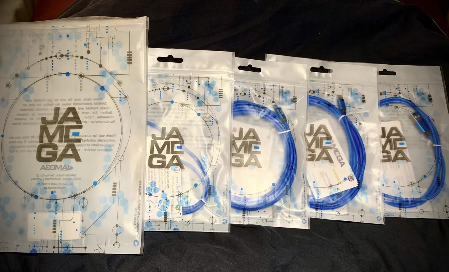 JAMEGA Premium Micro USB Kabel 0,5-3 m 4er Set rot