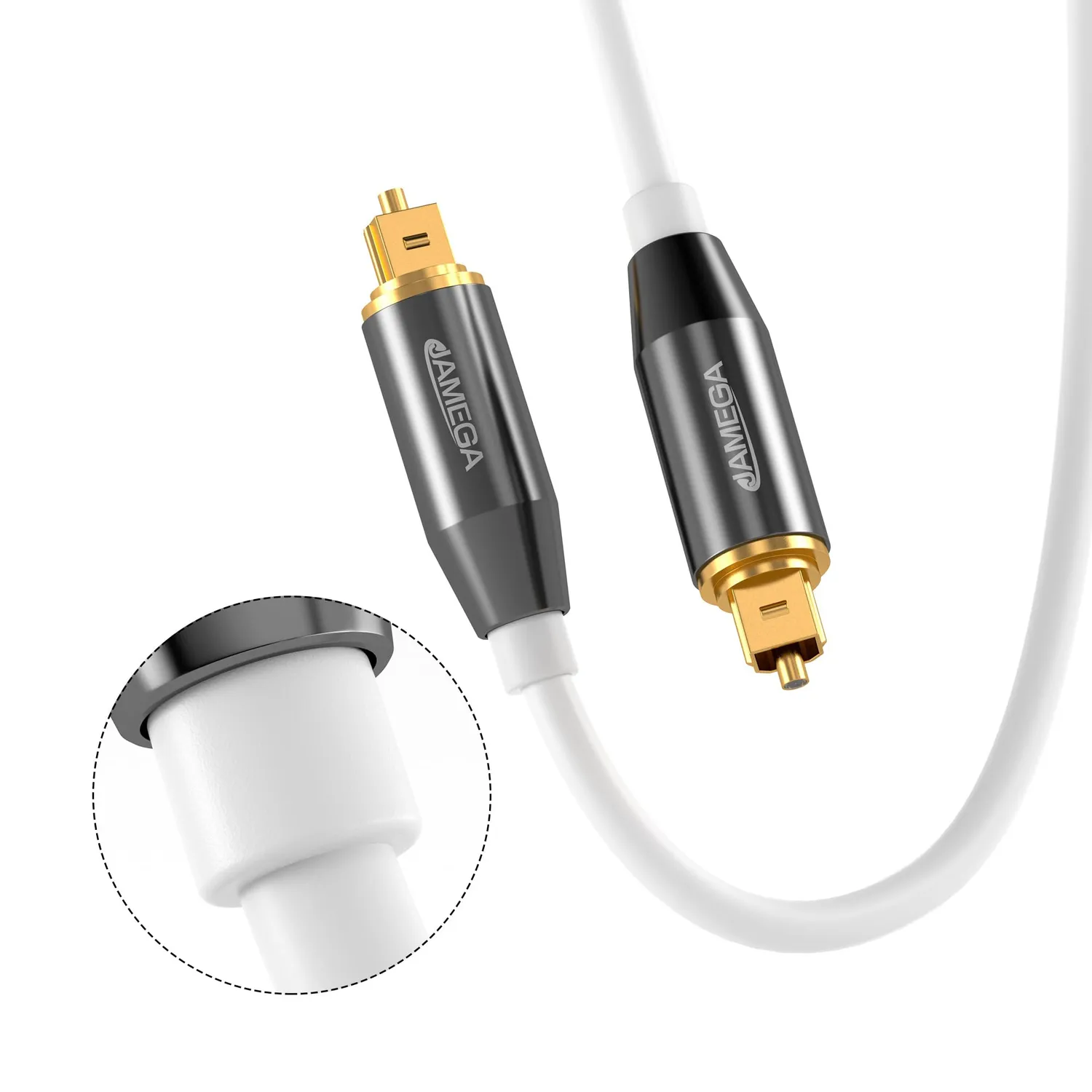 JAMEGA Toslink Optisches Kabel 3m weiß störfrei