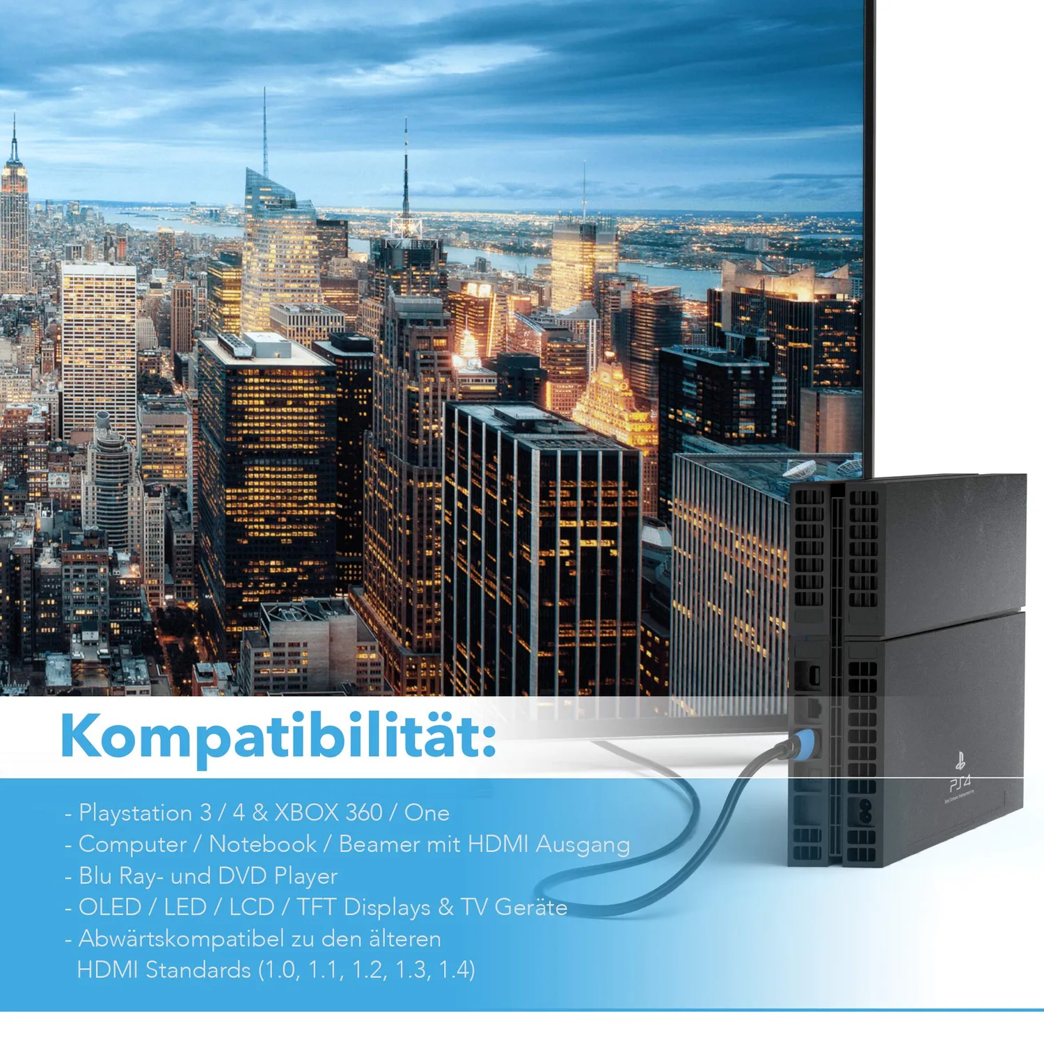 JAMEGA HDMI 2.0 HDMI-Kabel 3m Schwarz 4K 60Hz