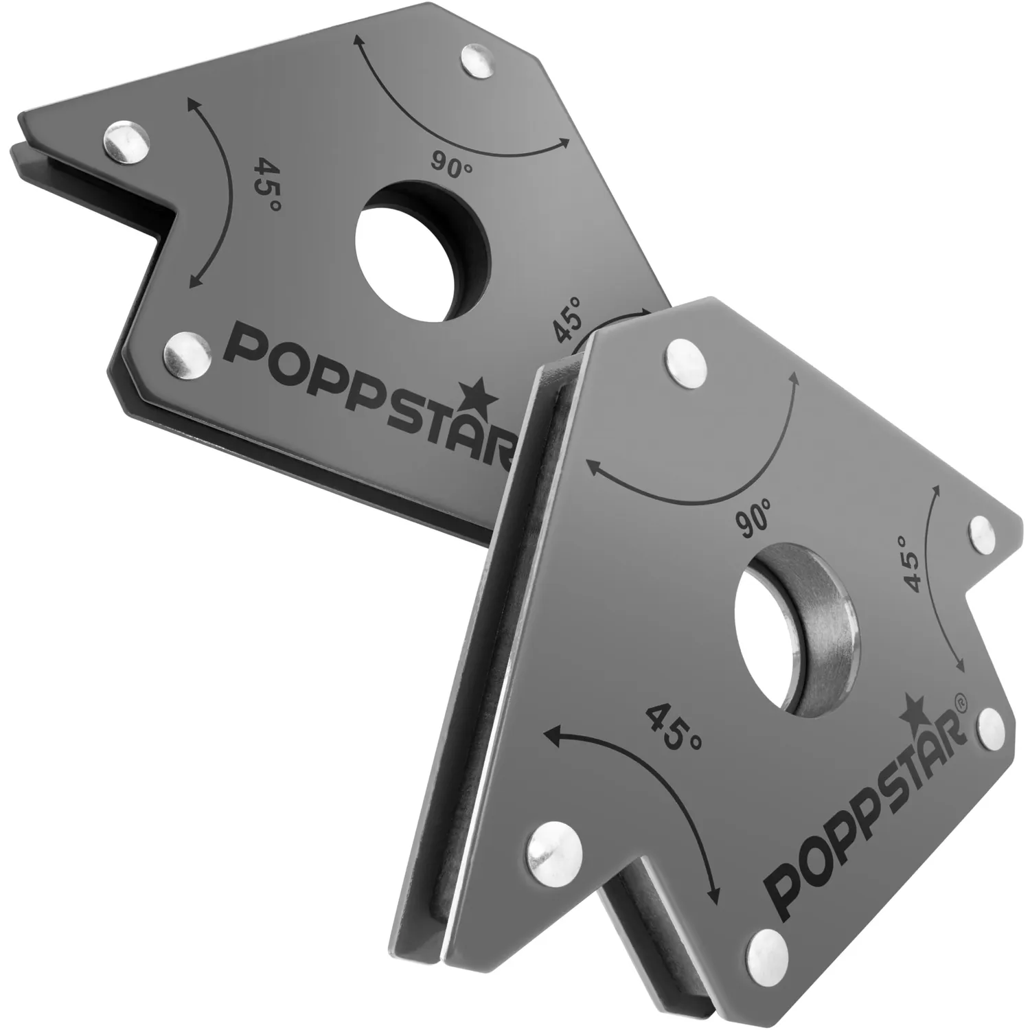 Poppstar Schweißmagnet Set 2x 11,3 kg rot 45/90/135°
