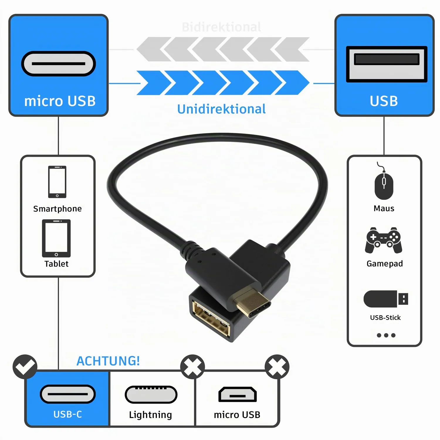 Jamega USB auf USB-C OTG Adapter Kabel