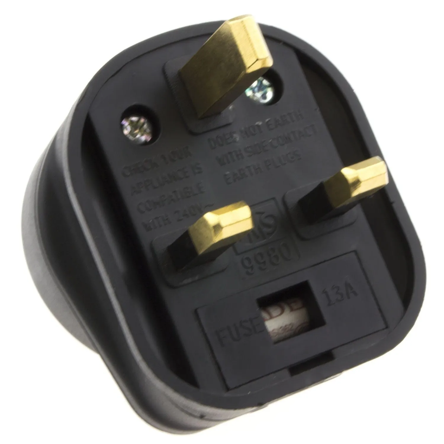 Kenable Reiseadapter EU USA auf UK 3-Pin 13A schwarz