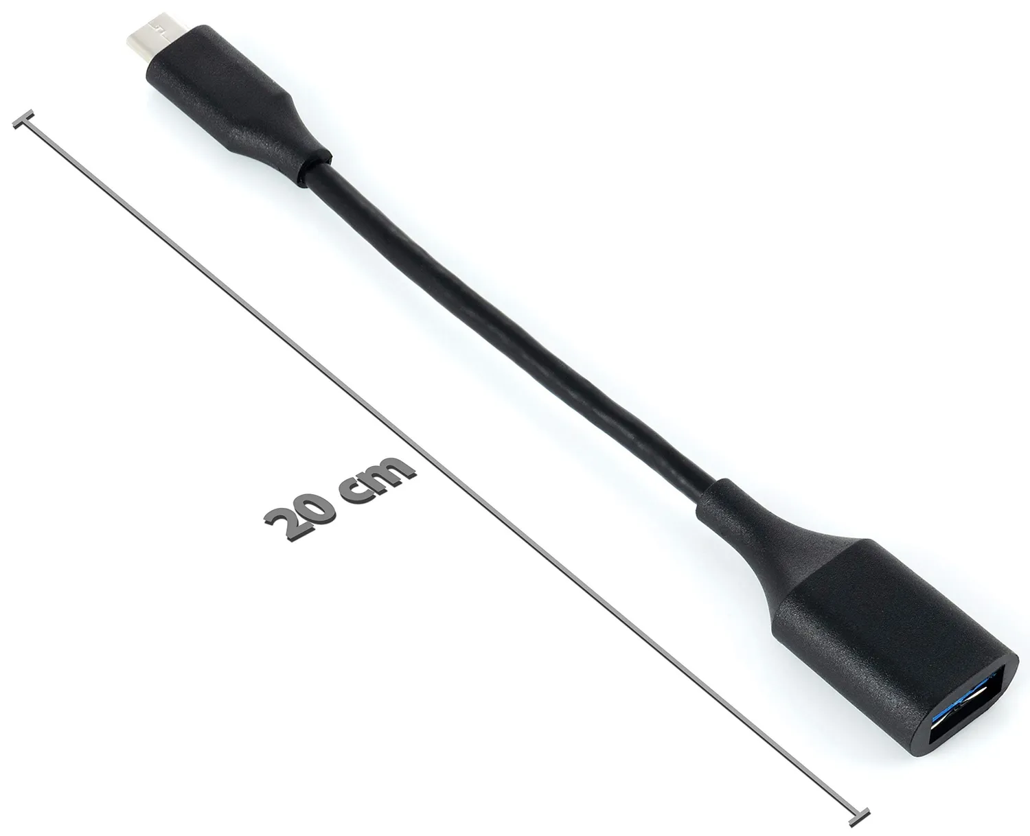 Poppstar USB-C auf USB-A Adapterkabel 20 cm 5 Gbit/s