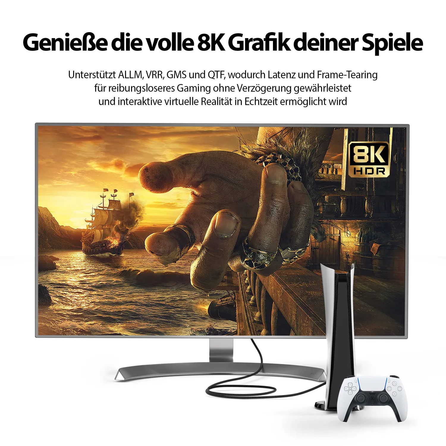 JAMEGA HDMI Kabel 2.1 8K 1m 48Gbps HDR eARC