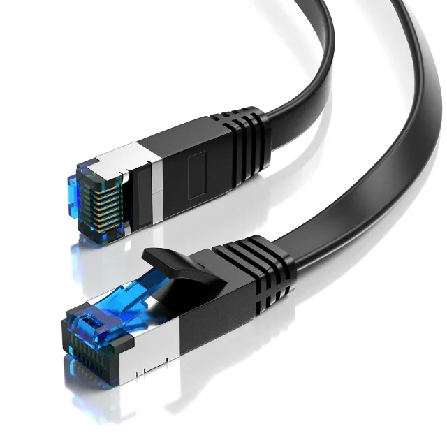 JAMEGA Cat.7 Netzwerkkabel Flach 0,25m Schwarz 10Gbit