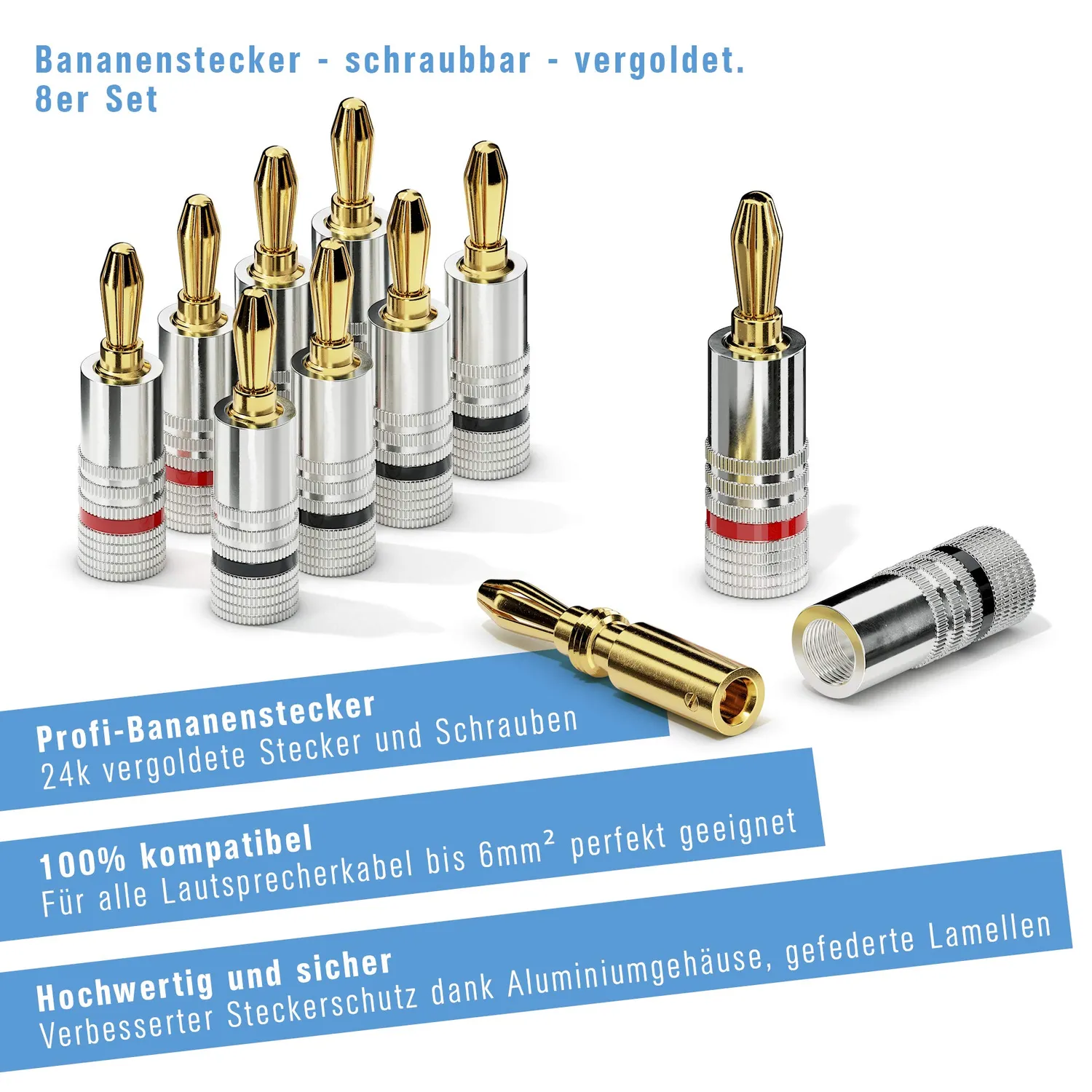 Sonero S-SC000-08 Bananenstecker 8er Set 6mm²