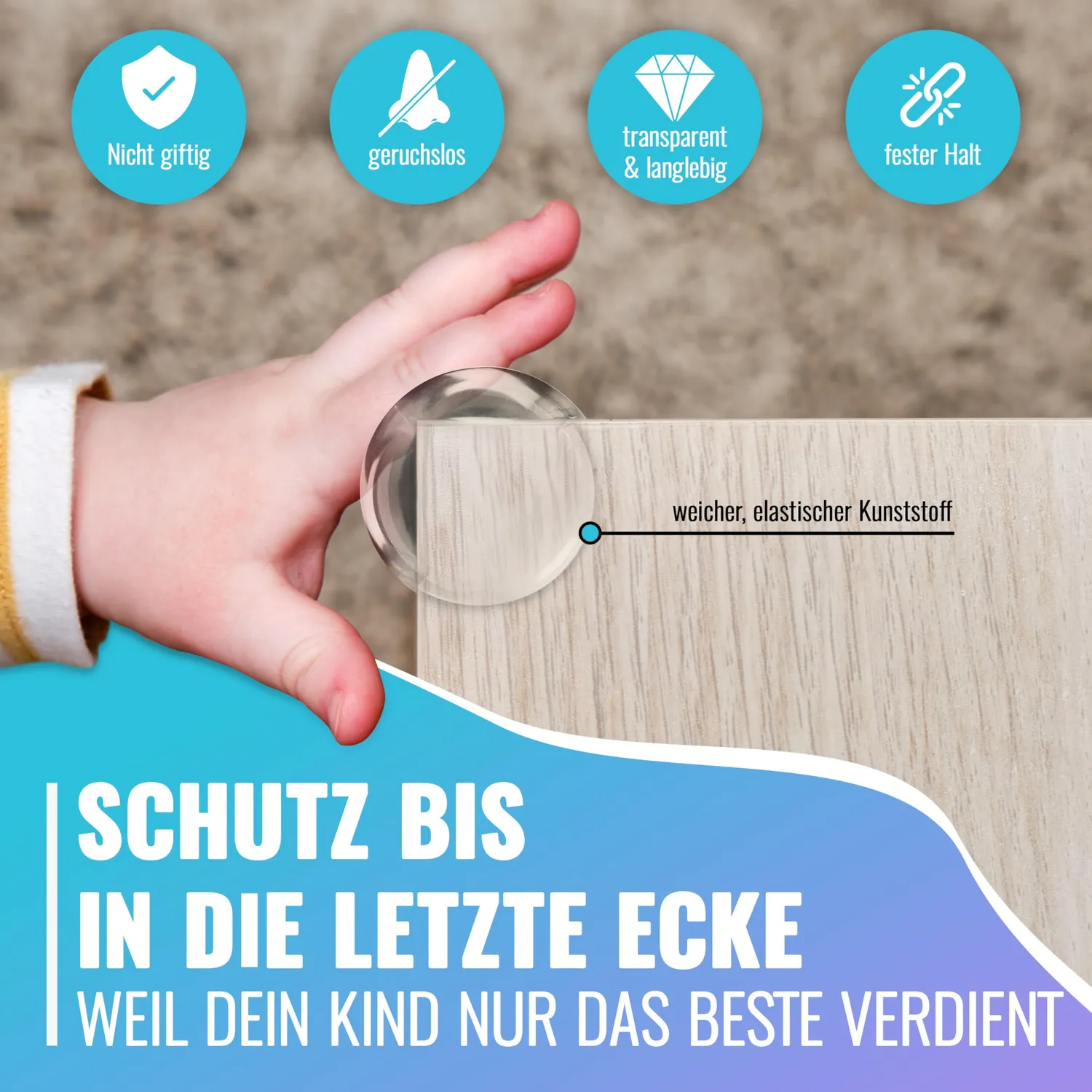 Poppstar Eckenschutz Baby transparent 30 Stück selbstklebend