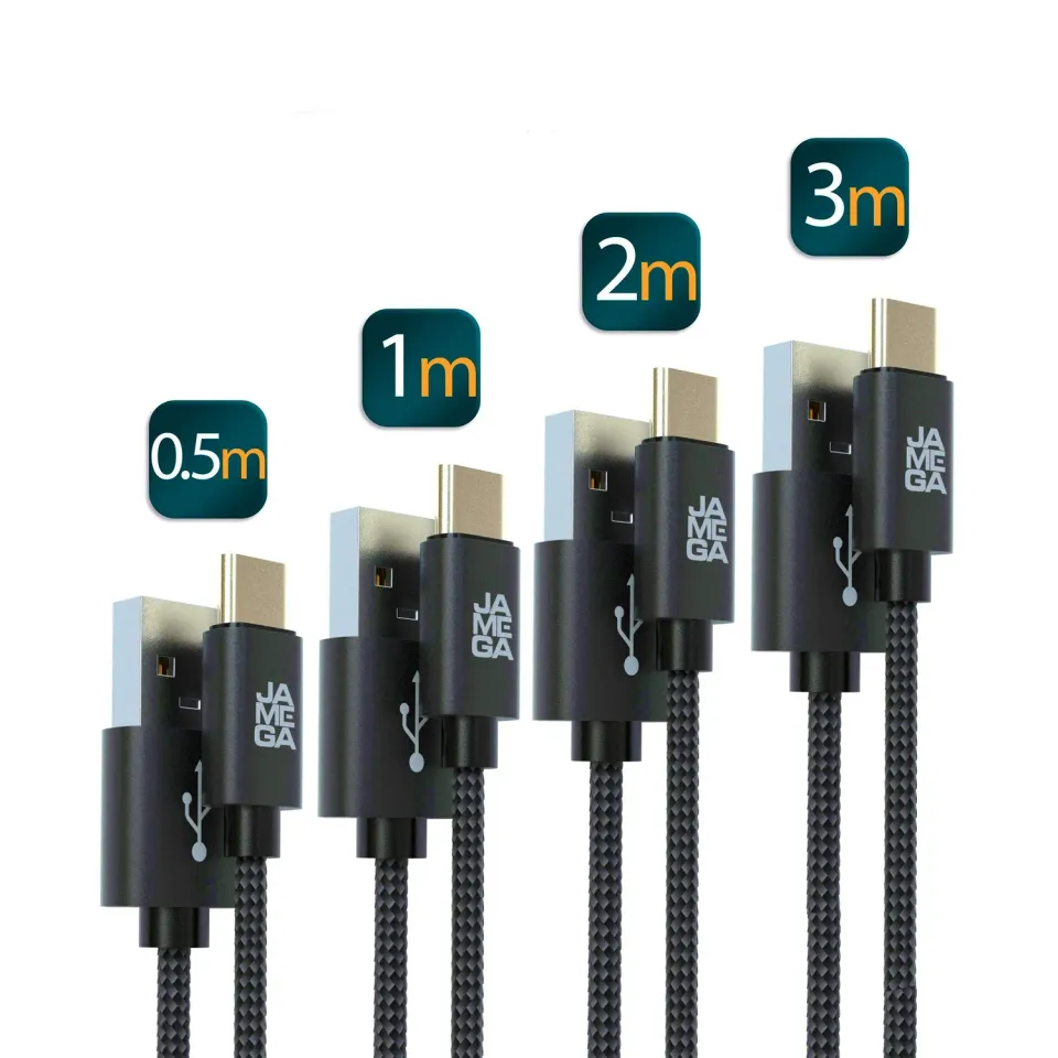 Jamega USB C Kabel 4er Set schwarz 3A Schnelllade