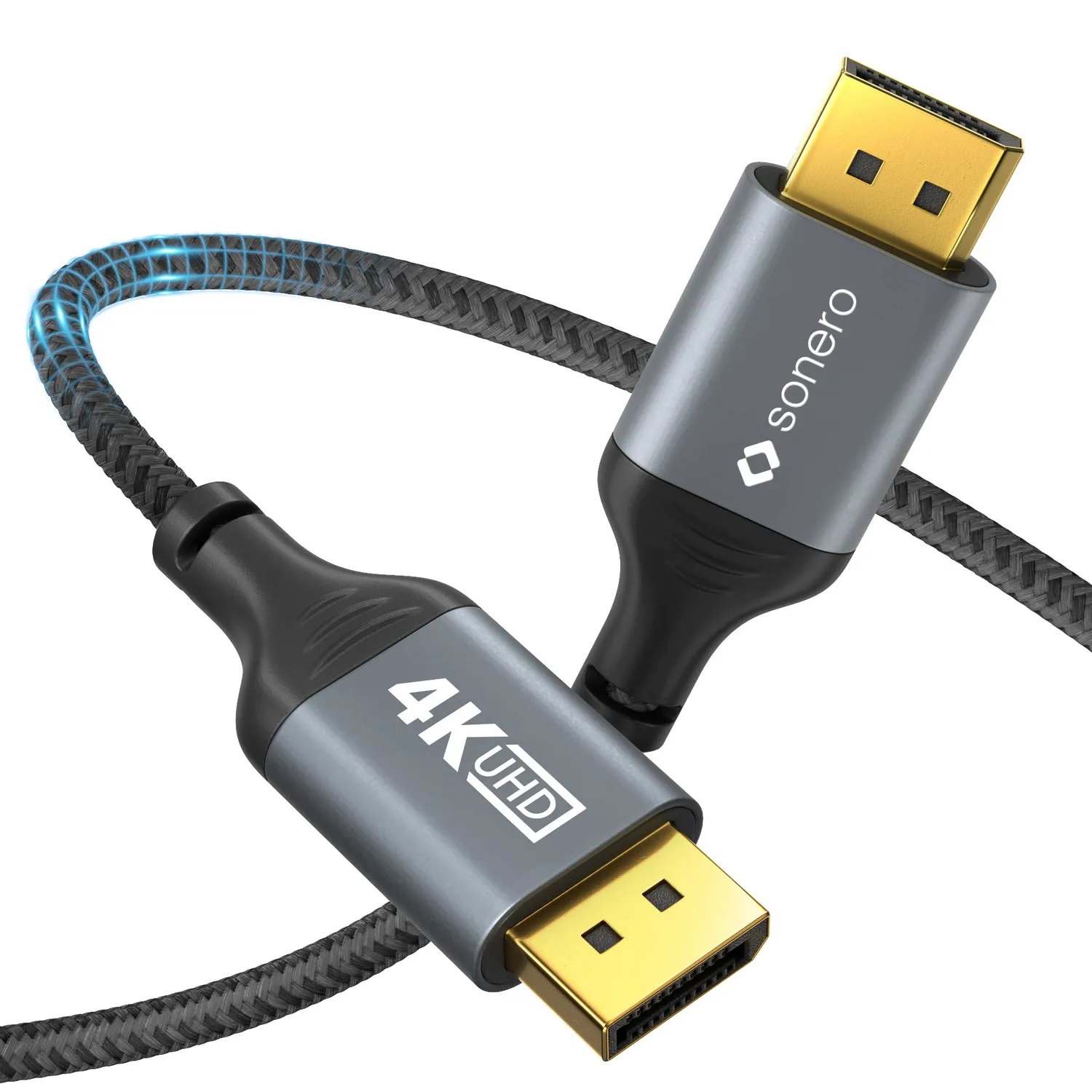 Sonero SPC-DP100-020 DisplayPort-Kabel 2m Baumwolle grau