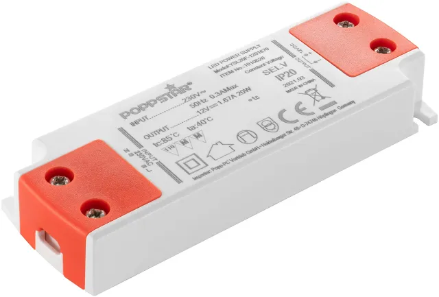 Poppstar Slim LED Trafo 12V 20W 1,66A flach Netzteil