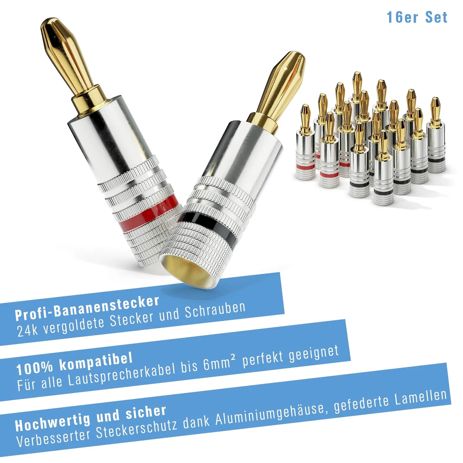 Sonero S-SC000-16 Bananenstecker 16er-Set vergoldet