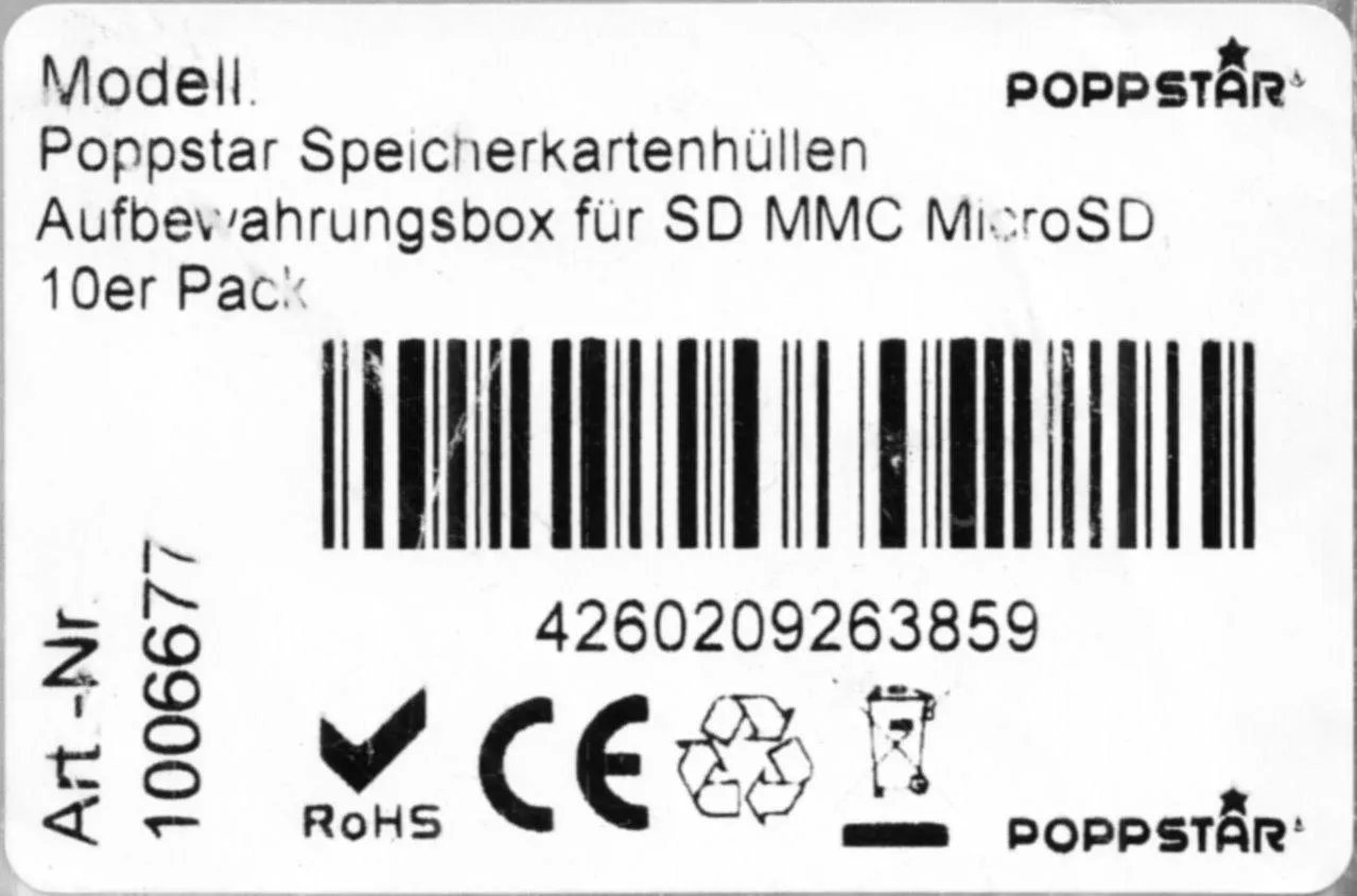 Poppstar SD Speicherkartenhülle 1 Stück transparent
