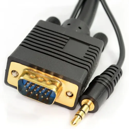 Kenable VGA Kabel 2m mit Audio HD 1080p schwarz