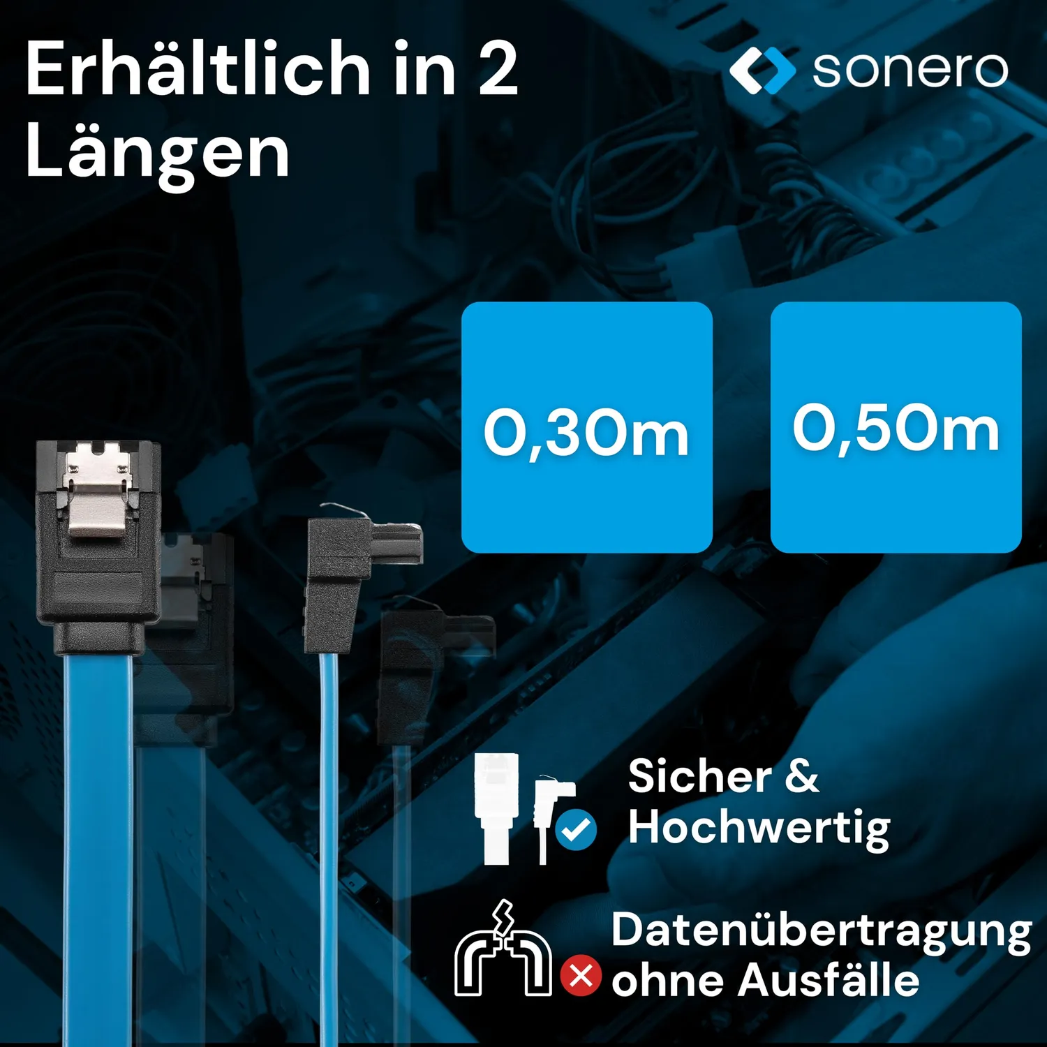Sonero X-SATA020-030B SATA-Kabel 0,3m blau gewinkelt 6Gb/s