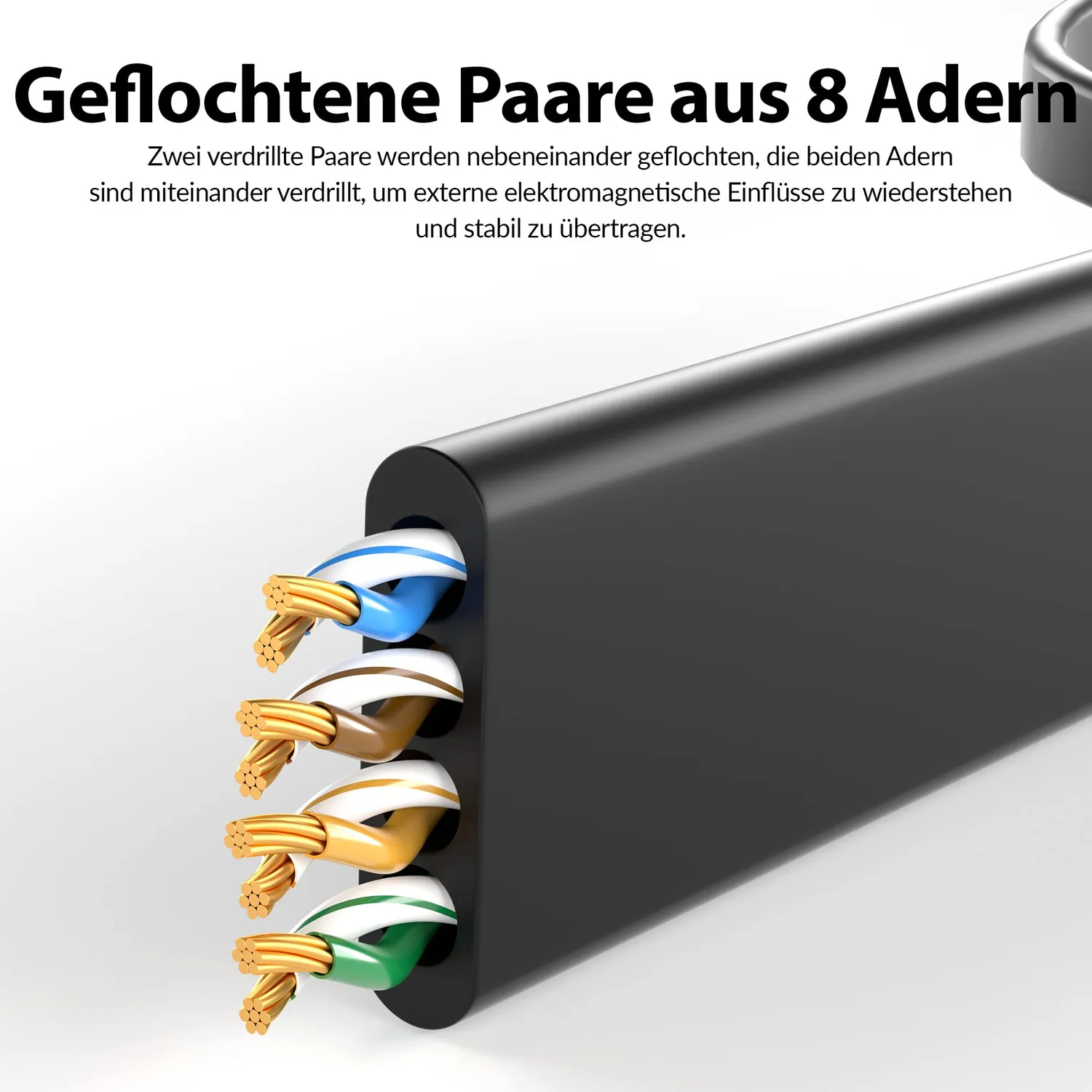 JAMEGA Cat.7 Netzwerkkabel Flach 0,25m Schwarz 10Gbit