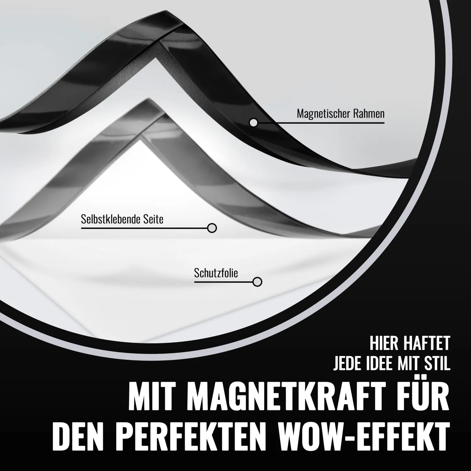 Poppstar Magnetrahmen A4 selbstklebend schwarz 5 Stück