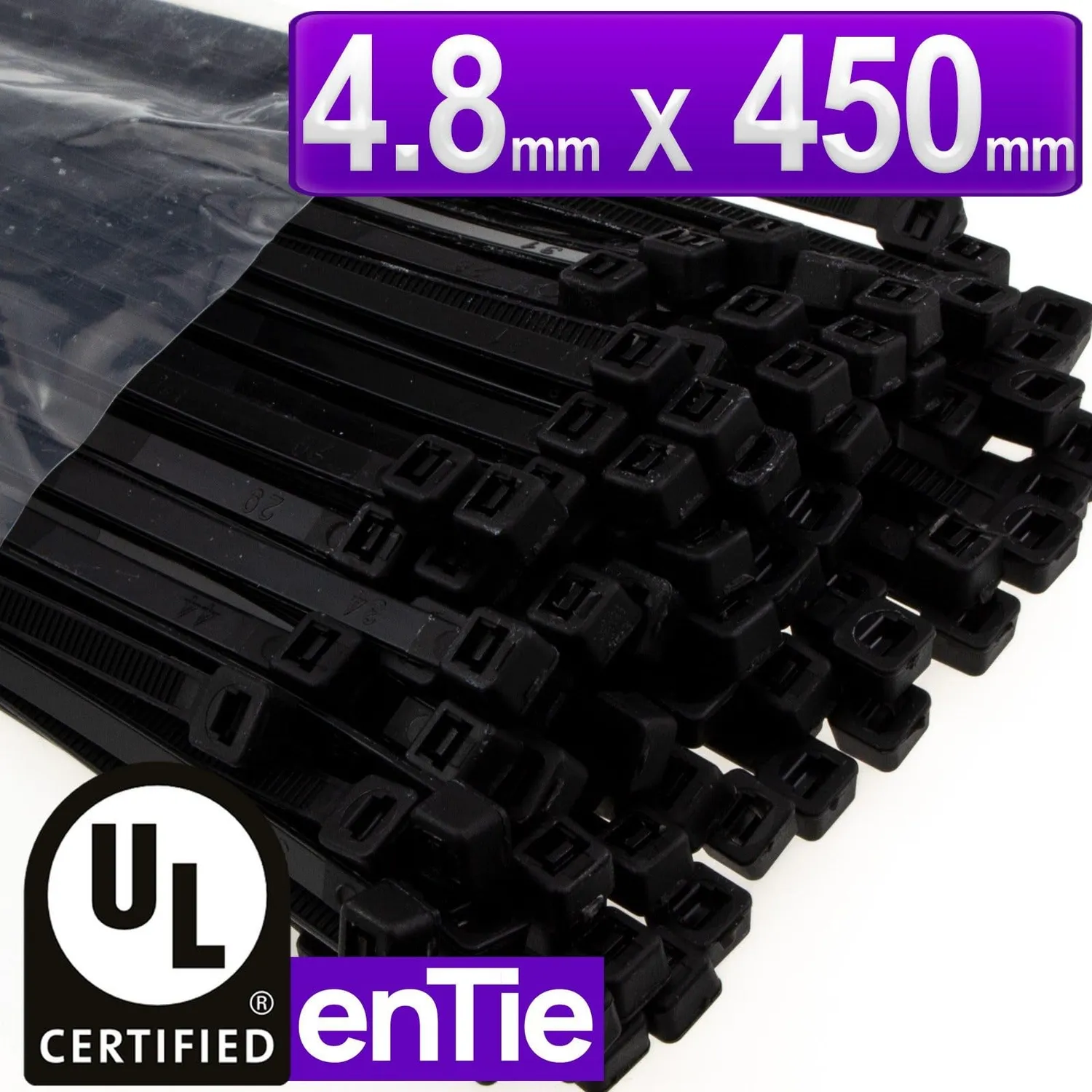 Kenable enTie Kabelbinder 450mm schwarz 100 Stück Nylon