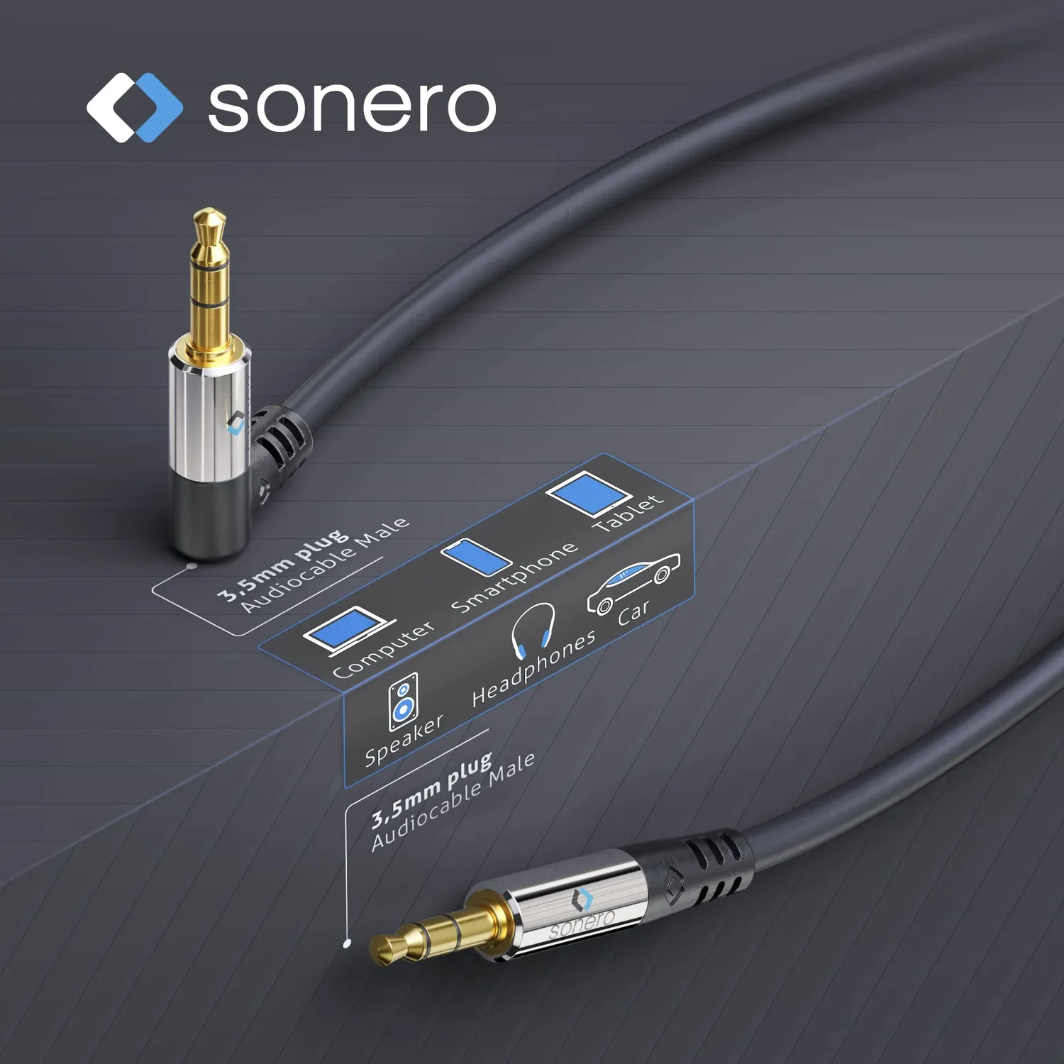 Sonero S-AC510-015 Klinkenkabel 1,5m schwarz 90°-Winkel
