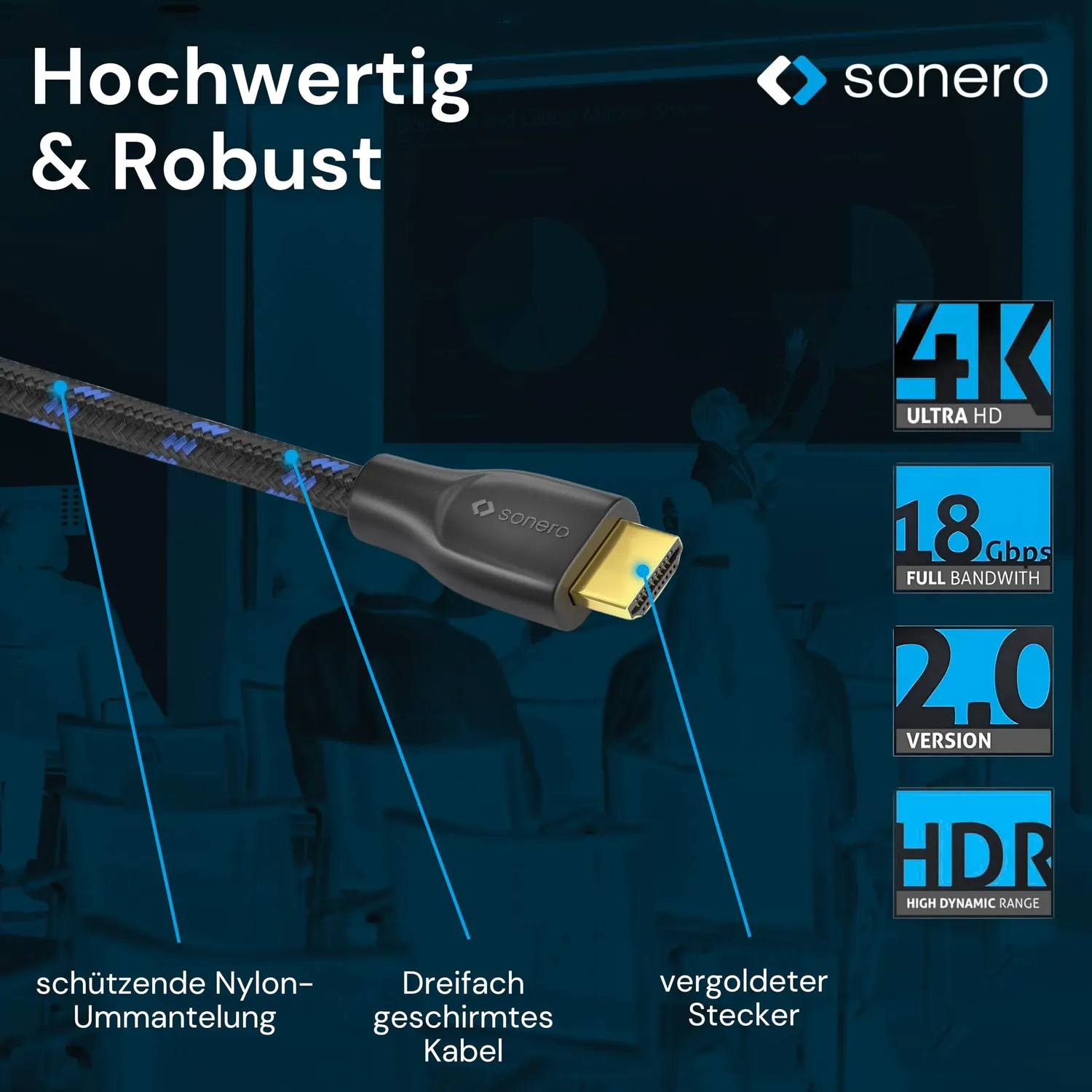 Sonero X-PHC011-010 HDMI Kabel 1 m schwarz 4K HDR