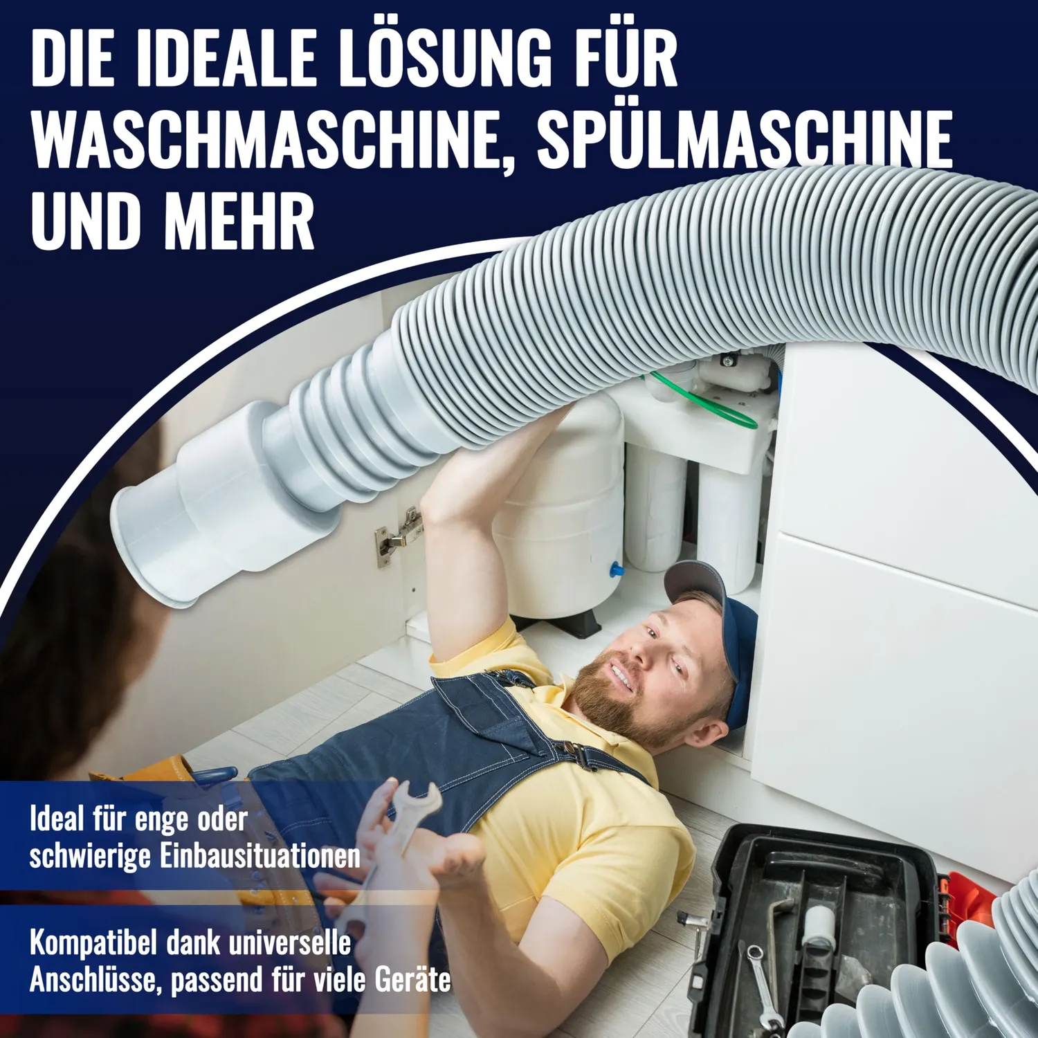 Poppstar Waschmaschinenschlauch Verlängerung 3/4" 60-200cm Set