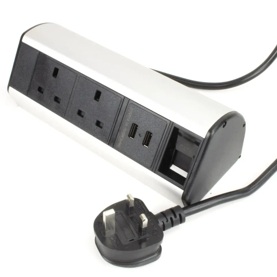 Kenable PDU Einbau-Steckdose 2x UK USB RJ45 Tisch schwarz