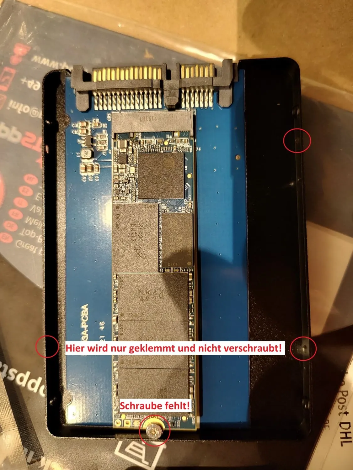 Poppstar M.2 auf 2,5 Zoll SATA Gehäuse Aluminium schwarz