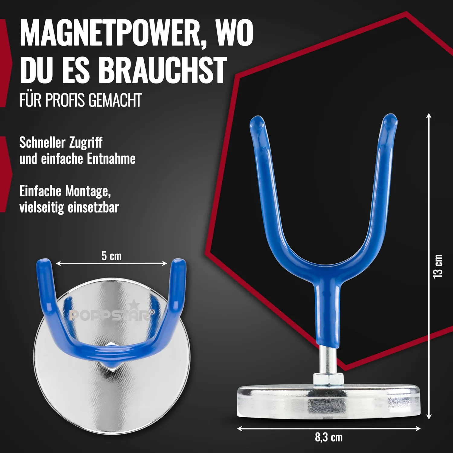 Poppstar Werkzeughalter magnetisch 4,5kg Blau