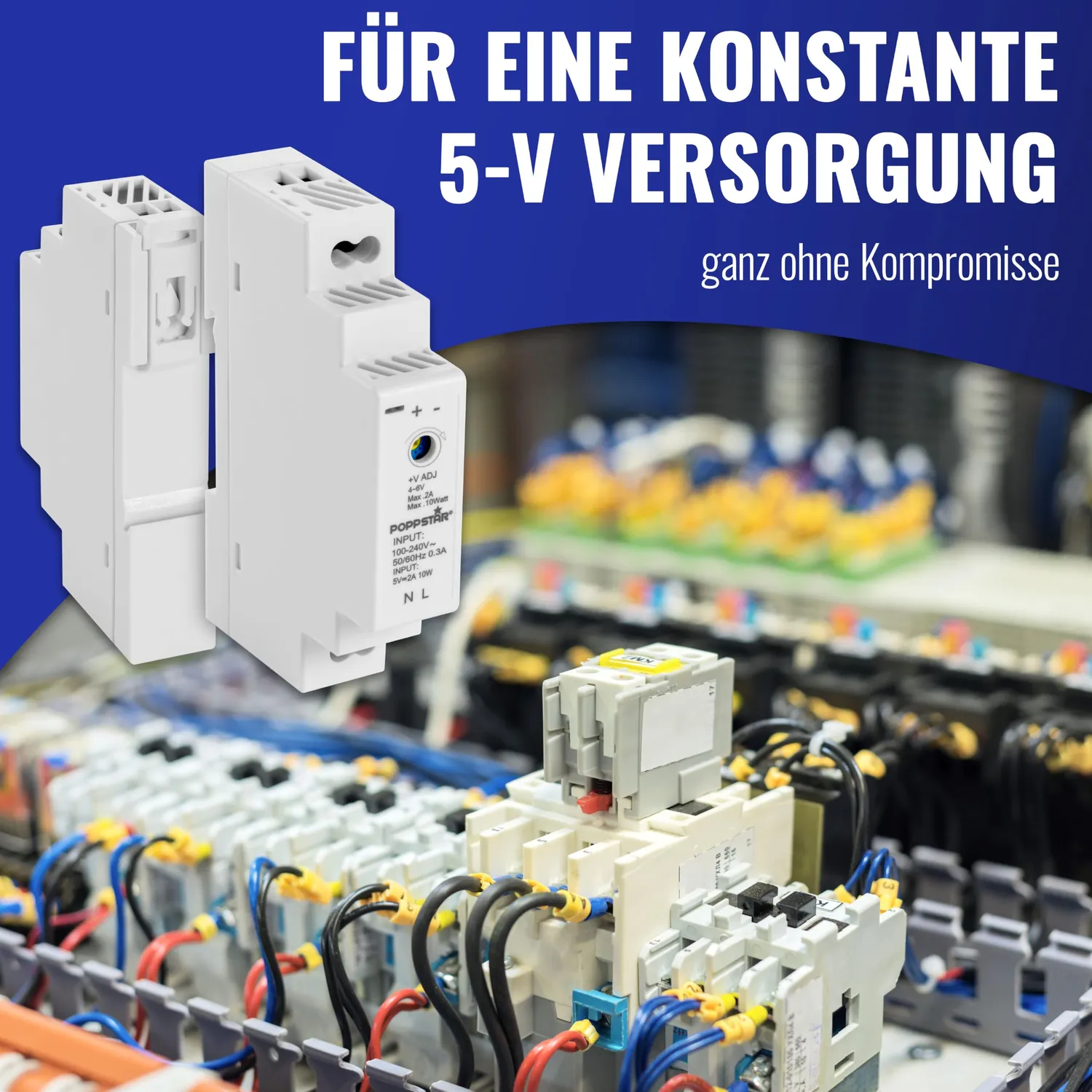 Poppstar P-15-5 Hutschienen-Netzteil 5V 2A 10W