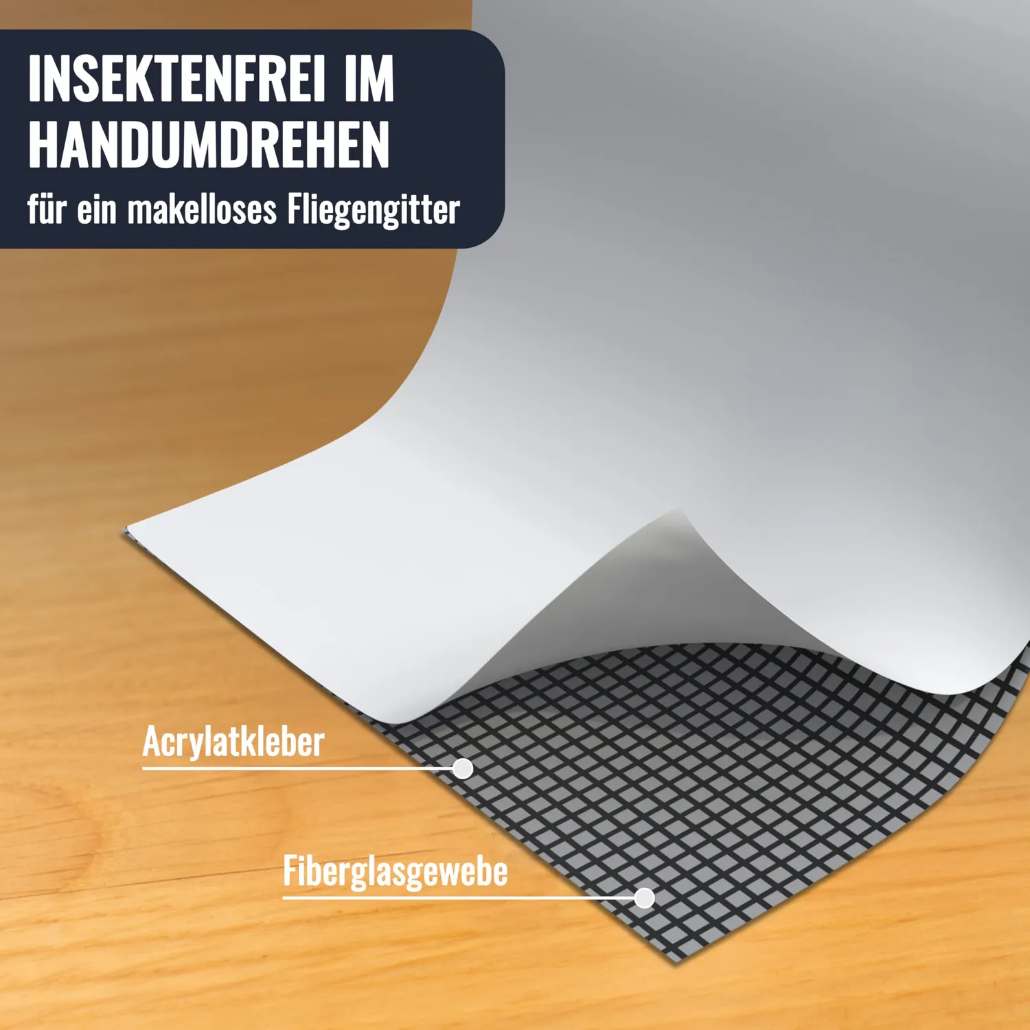 Poppstar Fliegengitter Reparaturband grau 2 m x 5 cm UV-beständig
