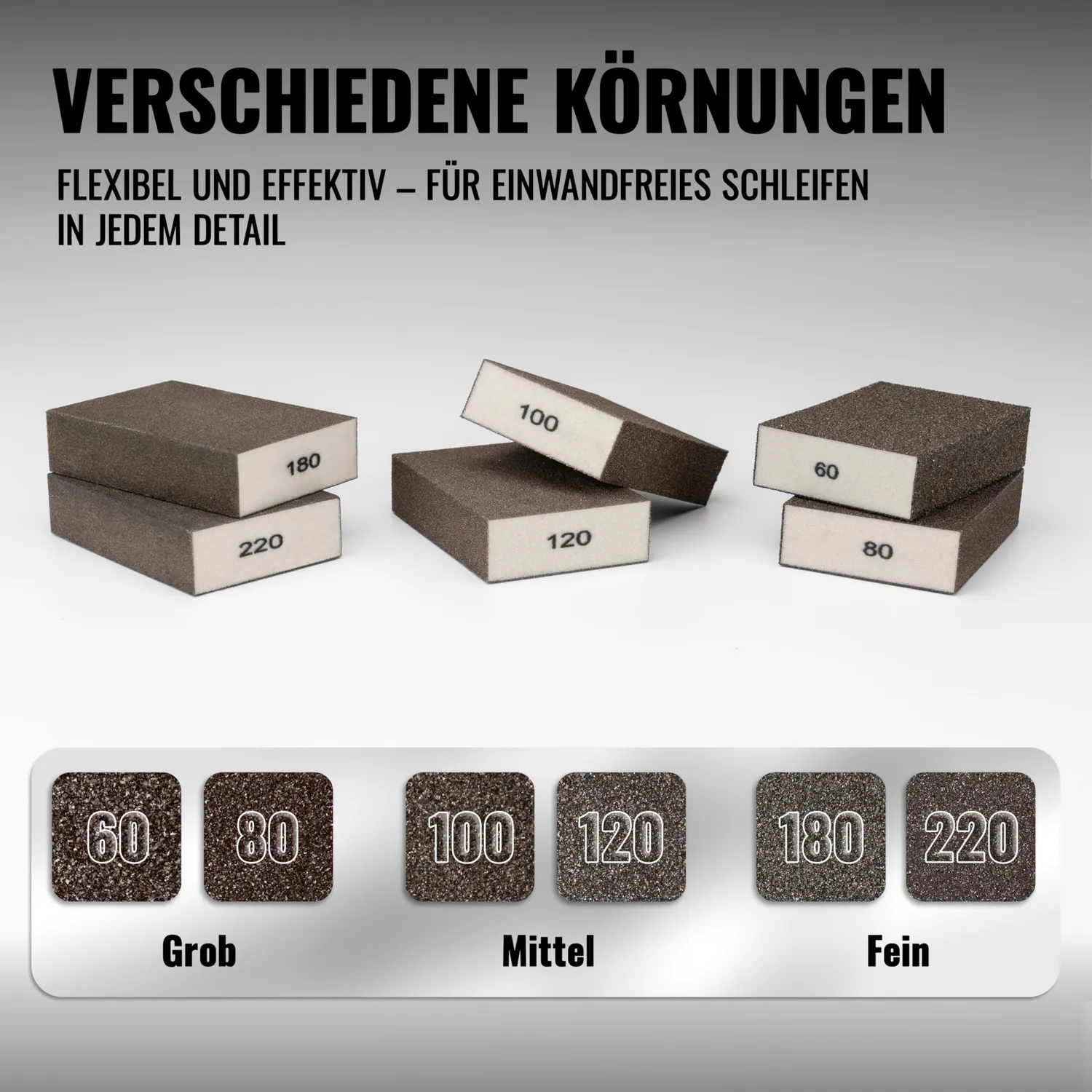 Poppstar Schleifschwämme 12er-Set 100x70mm Holz Metall